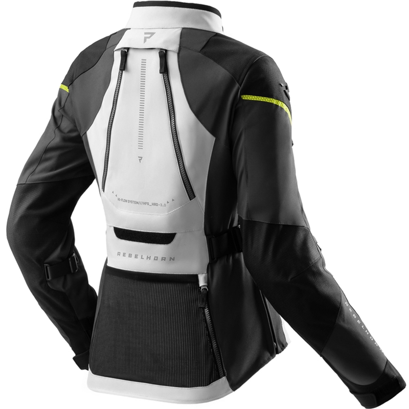 Moteriška motociklininko striukė Rebelhorn Hardy 3.0 Black-Gray-Fluo Yellow
