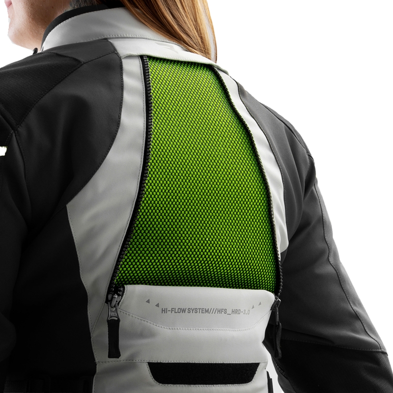 Moteriška motociklininko striukė Rebelhorn Hardy 3.0 Black-Gray-Fluo Yellow