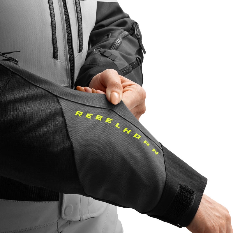Moteriška motociklininko striukė Rebelhorn Hardy 3.0 Black-Gray-Fluo Yellow