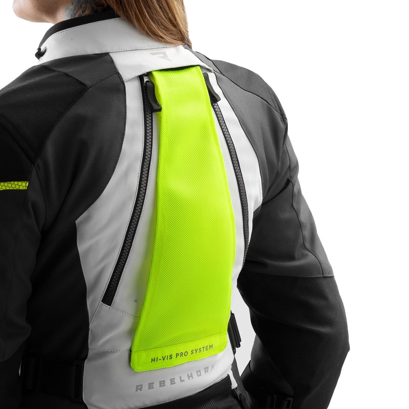 Moteriška motociklininko striukė Rebelhorn Hardy 3.0 Black-Gray-Fluo Yellow