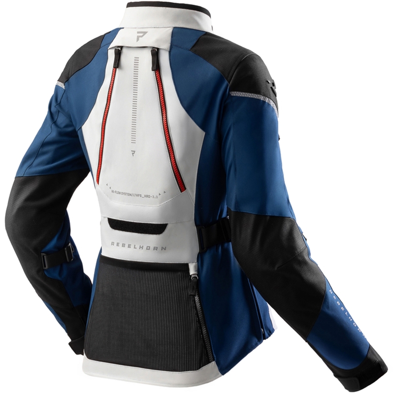 Moteriška motociklininko striukė Rebelhorn Hardy 3.0 Blue-Grey-Red