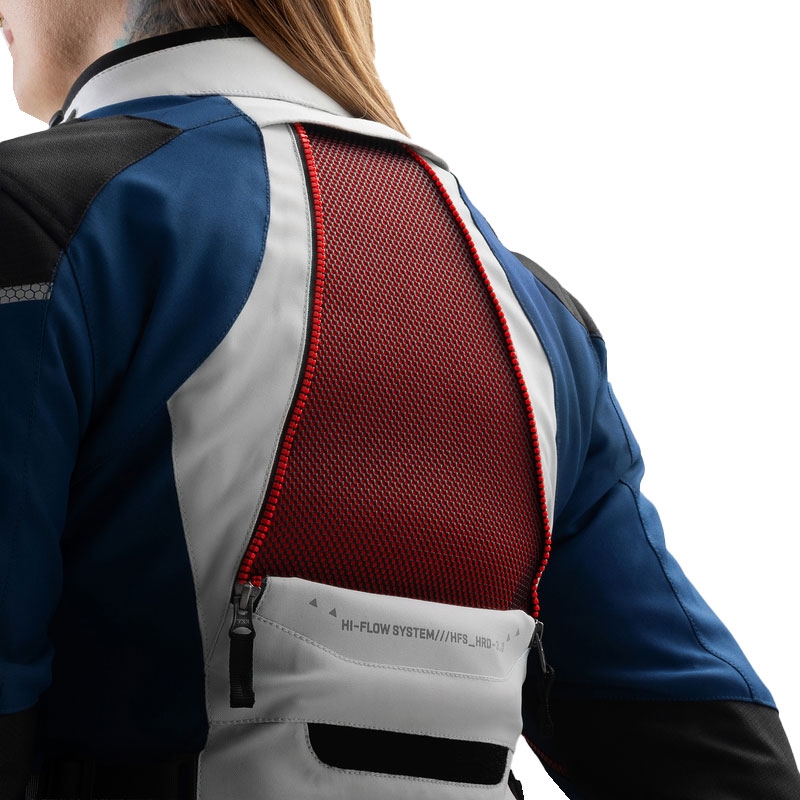Moteriška motociklininko striukė Rebelhorn Hardy 3.0 Blue-Grey-Red