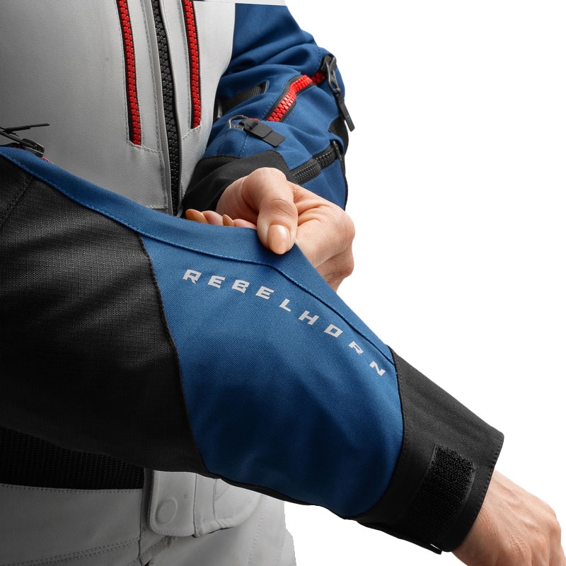 Moteriška motociklininko striukė Rebelhorn Hardy 3.0 Blue-Grey-Red