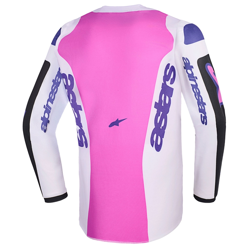 Alpinestars Fluid Grid vaikiški motokroso marškinėliai juoda-šviesiai pilka-violetinė