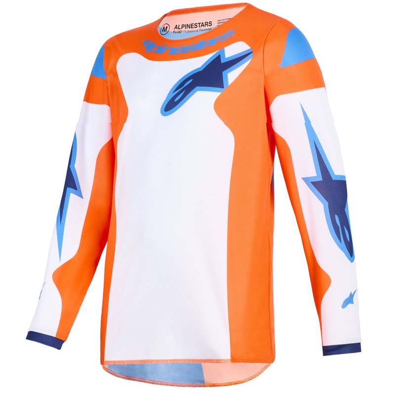 Alpinestars Fluid Grid vaikiški motokroso marškinėliai oranžinė-mėlyna-balta
