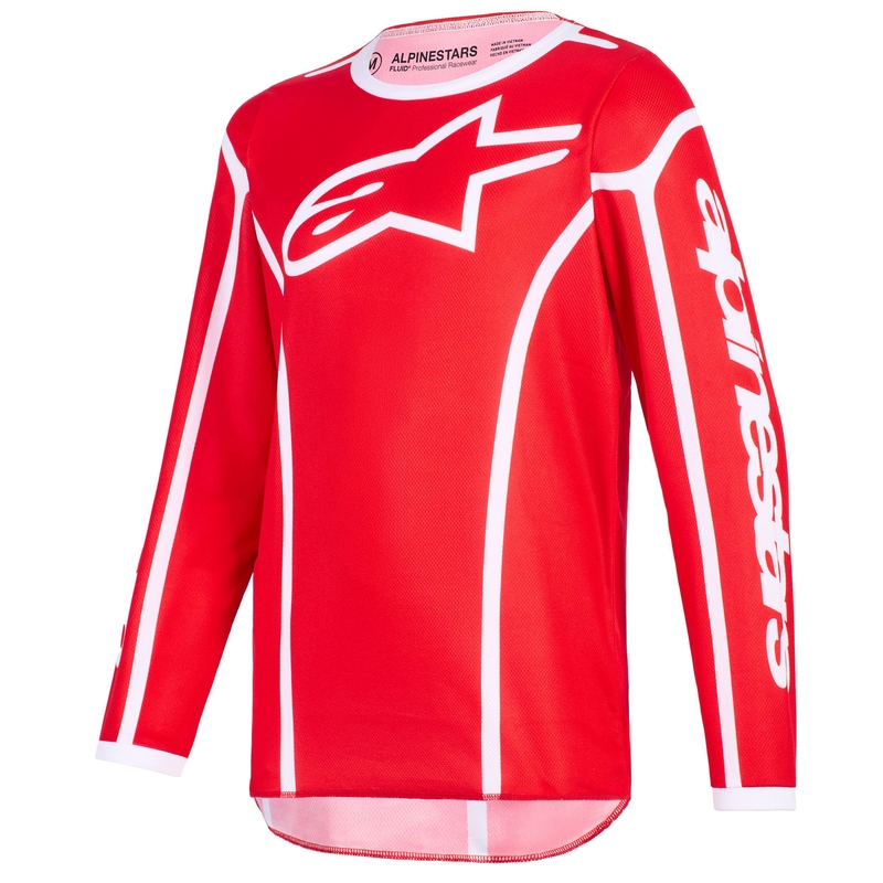 "Alpinestars Fluid Apex" vaikiški motokroso marškinėliai raudonai balti