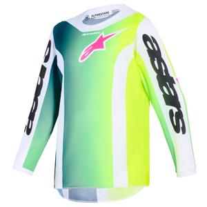 Vaikiški motokroso marškinėliai Alpinestars Fluid Portl žalia-balta-juoda