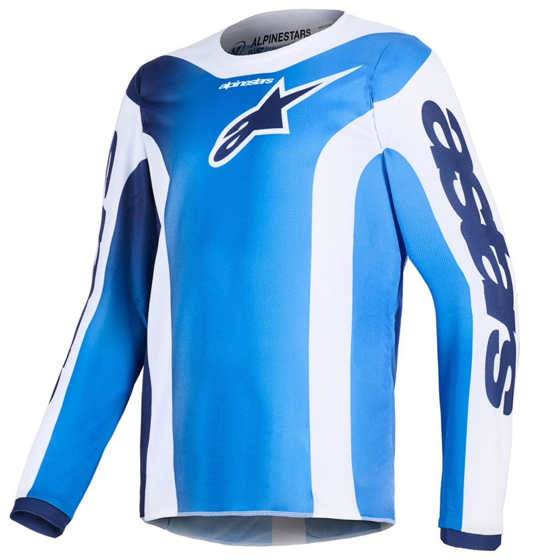 Vaikiški motokroso marškinėliai Alpinestars Fluid Portl mėlyna ir balta