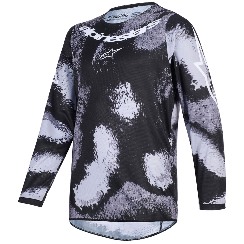 Alpinestars Fluid Lahnd Grade vaikiški motokroso marškinėliai pilkai kamufliažiniai