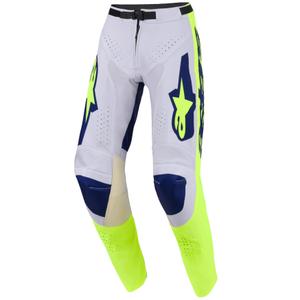 Alpinestars Racer Air Riway motokroso kelnės šviesiai pilka-fluo geltonai mėlyna