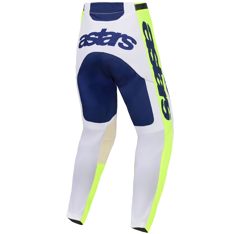Alpinestars Racer Air Riway motokroso kelnės šviesiai pilka-fluo geltonai mėlyna