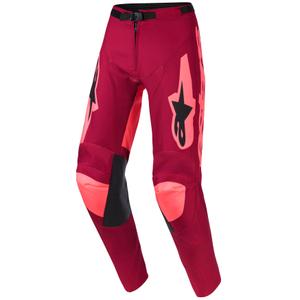 Alpinestars Racer Riway motokroso kelnės tamsiai raudonos ir koralų spalvos