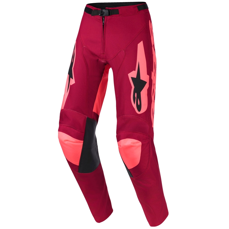 Alpinestars Racer Riway motokroso kelnės tamsiai raudonos ir koralų spalvos