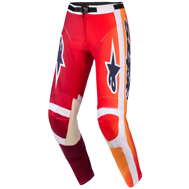 Alpinestars Racer Portl motokroso kelnės raudona-oranžinė-šviesiai pilka