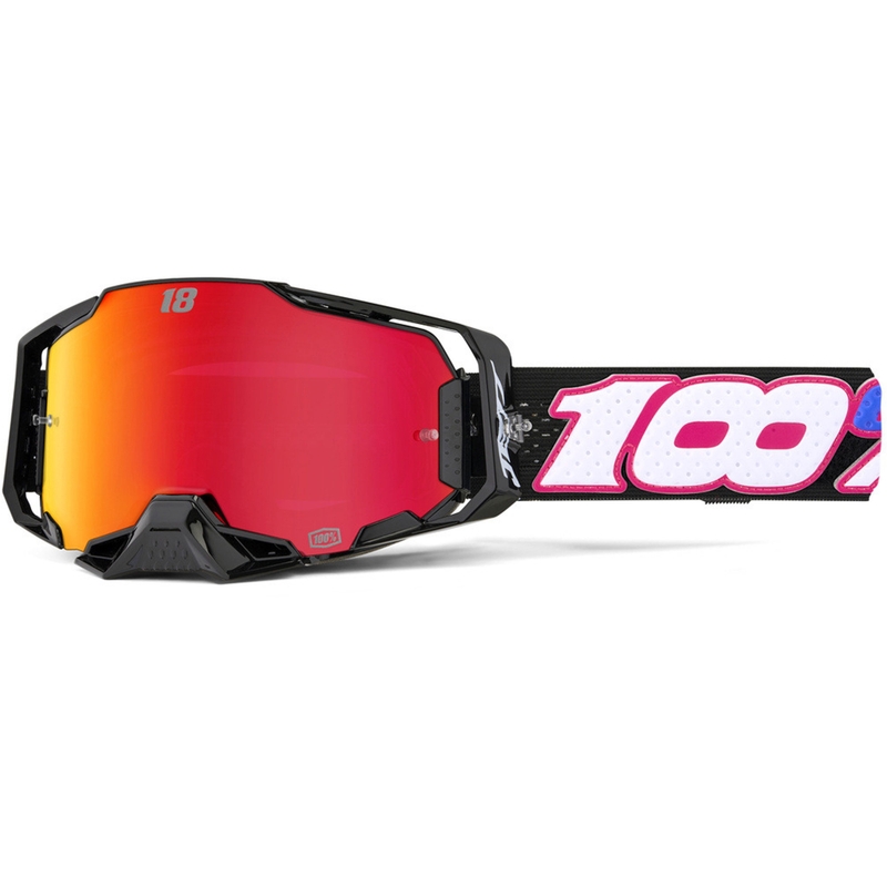 Motokroso akiniai 100% Armega Hiper Jett Special su raudonu plexi