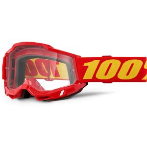 Motokroso akiniai 100% Accuri 2 raudoni su skaidriu stiklu