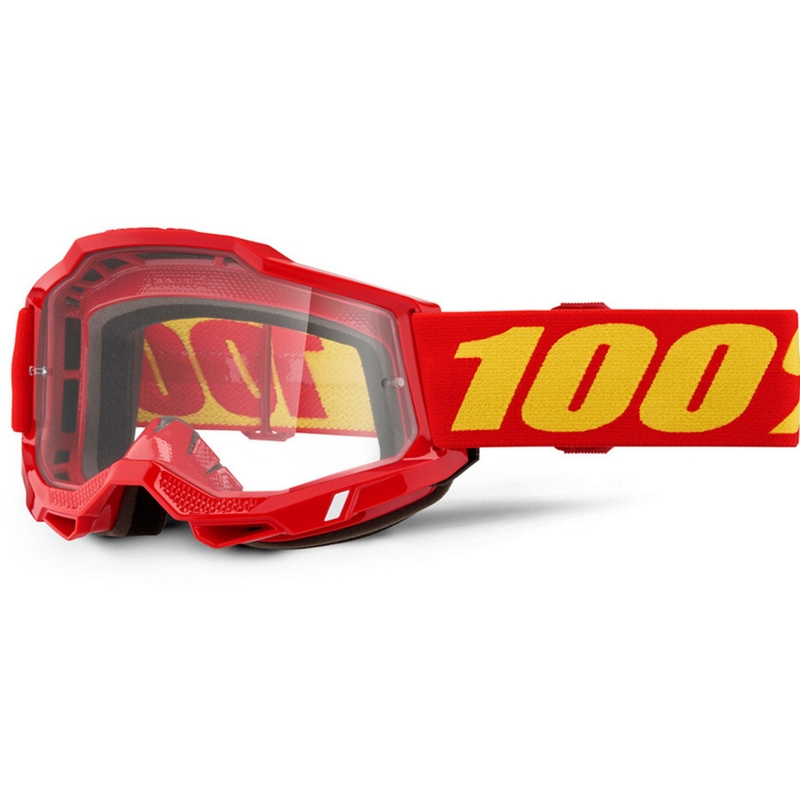 Motokroso akiniai 100% Accuri 2 raudoni su skaidriu stiklu