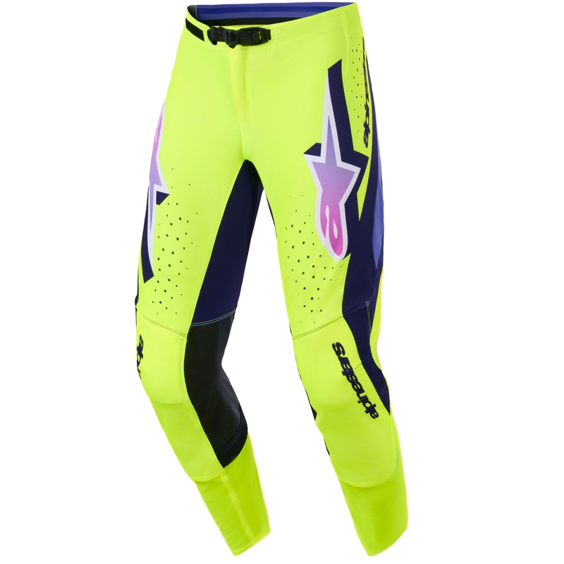 Alpinestars Supertech Vista fluo geltonos-violetinės-juodos motokroso kelnės