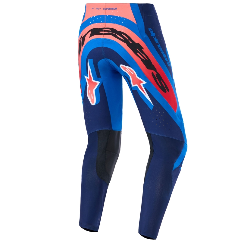 Alpinestars Supertech Vista motokroso kelnės tamsiai mėlynos, koralinės ir kobalto spalvos
