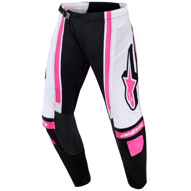 Alpinestars Stella Techstar Nomur Motokroso kelnės moterims Juodos, baltos ir rožinės spalvos