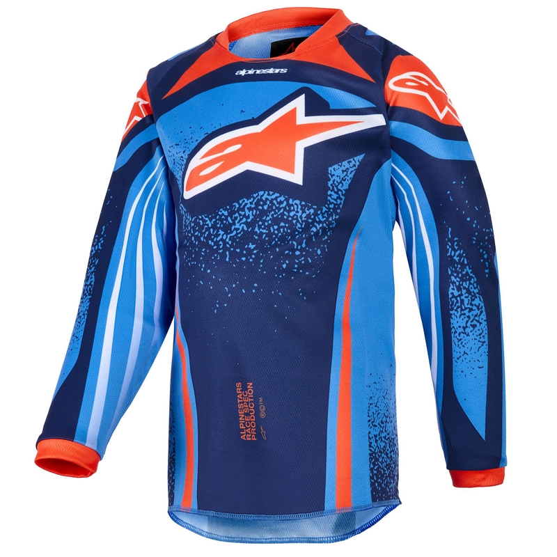 Vaikiški motokroso marškinėliai Alpinestars Racer Nomur tamsiai mėlyna-oranžinė-juoda
