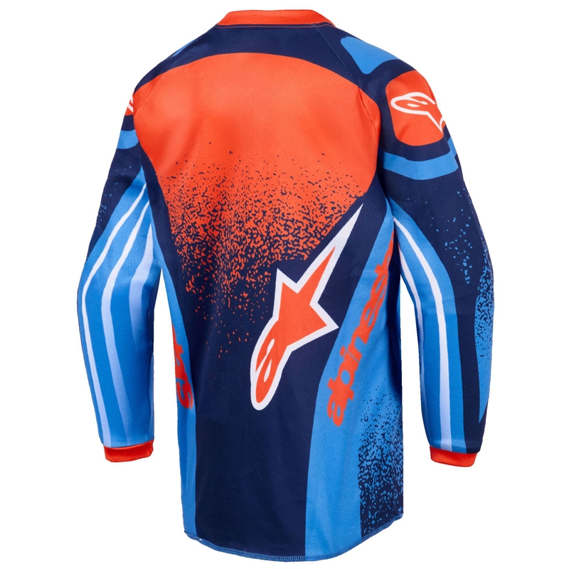 Vaikiški motokroso marškinėliai Alpinestars Racer Nomur tamsiai mėlyna-oranžinė-juoda