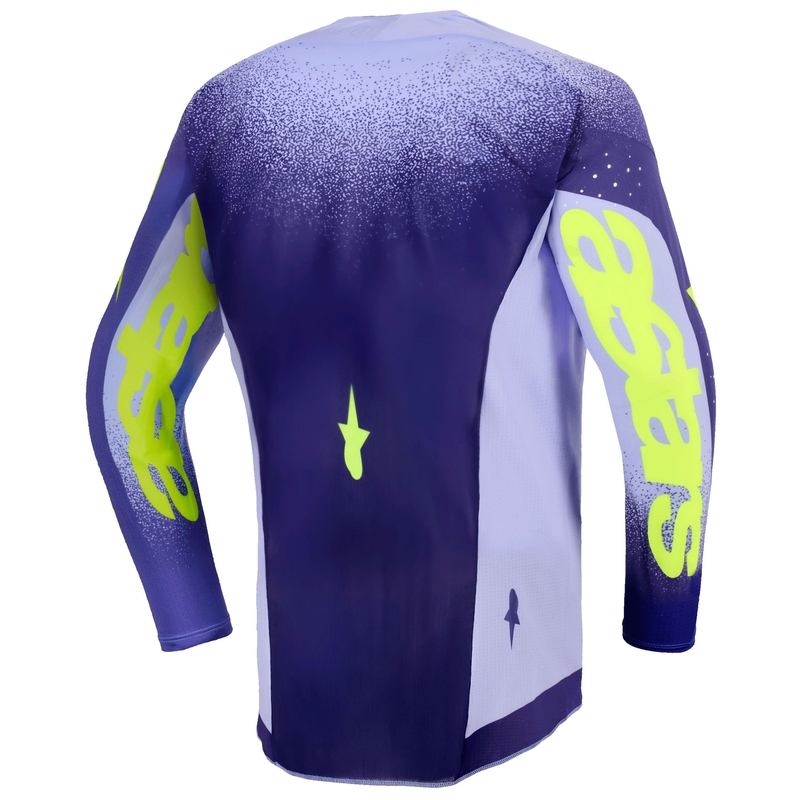 Vaikiški motokroso marškinėliai Alpinestars Supertech Scenz violetinė-fluo geltona