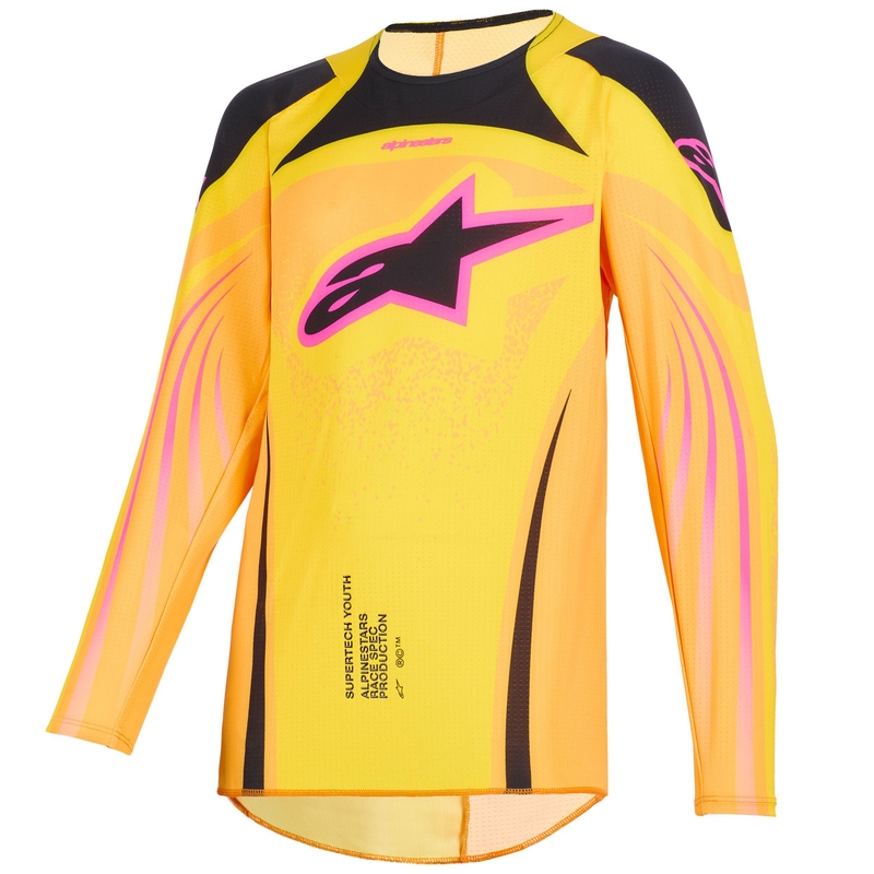 Alpinestars Techstar Nomur vaikiški motokroso marškinėliai oranžinė-geltona-rožinė