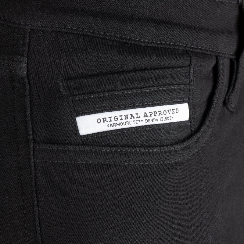 Apkarpyti motociklininko džinsai OXFORD ORIGINAL APPROVED SUPER STRETCH JEANS AA SLIM FIT juodi