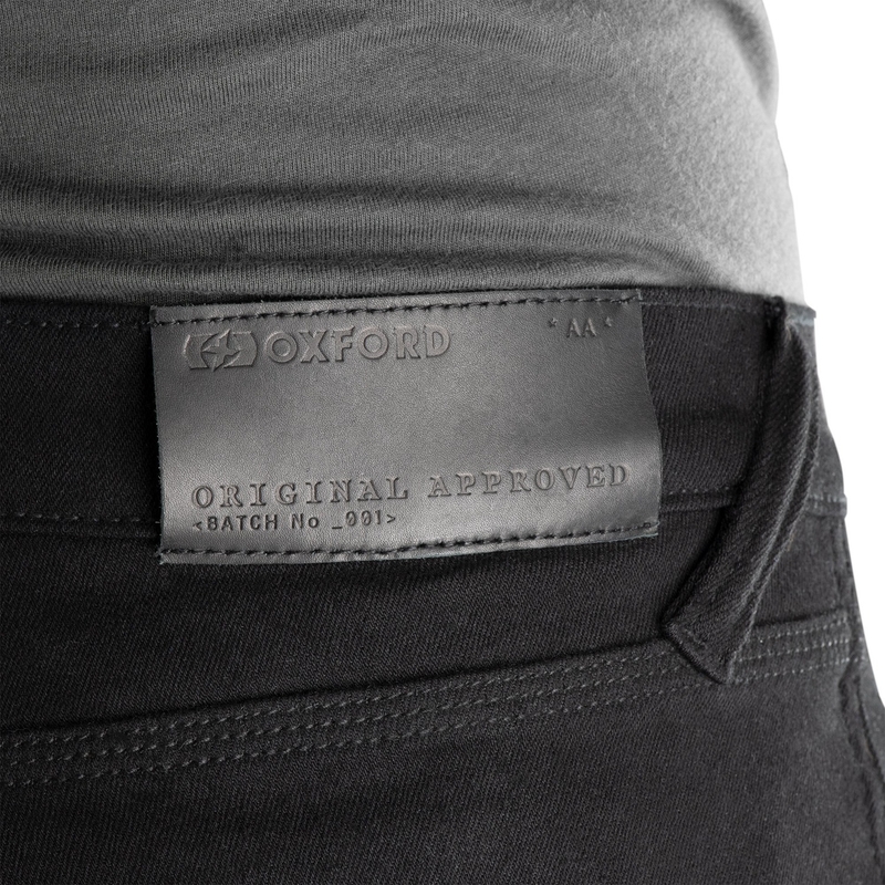 Apkarpyti motociklininko džinsai OXFORD ORIGINAL APPROVED SUPER STRETCH JEANS AA SLIM FIT juodi