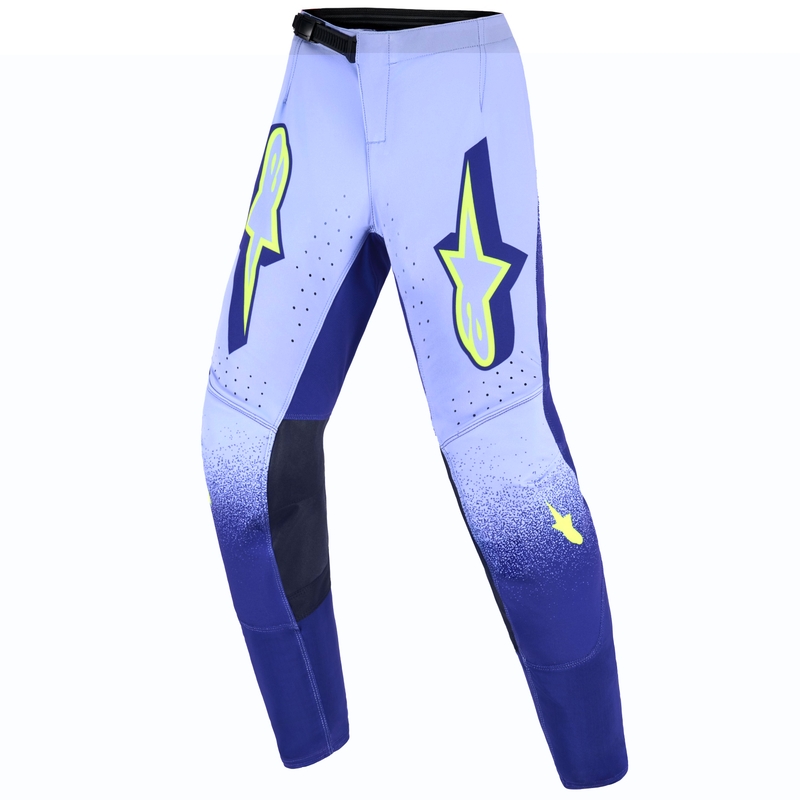 Alpinestars Supertech Scenz vaikiškos motokroso kelnės violetinės ir fluo geltonos spalvos