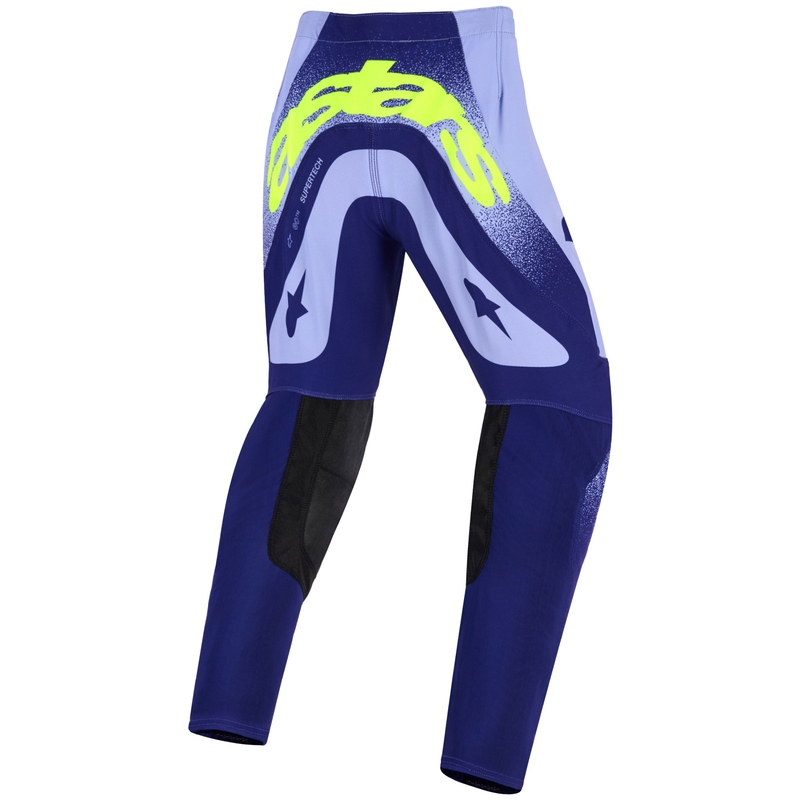 Alpinestars Supertech Scenz vaikiškos motokroso kelnės violetinės ir fluo geltonos spalvos