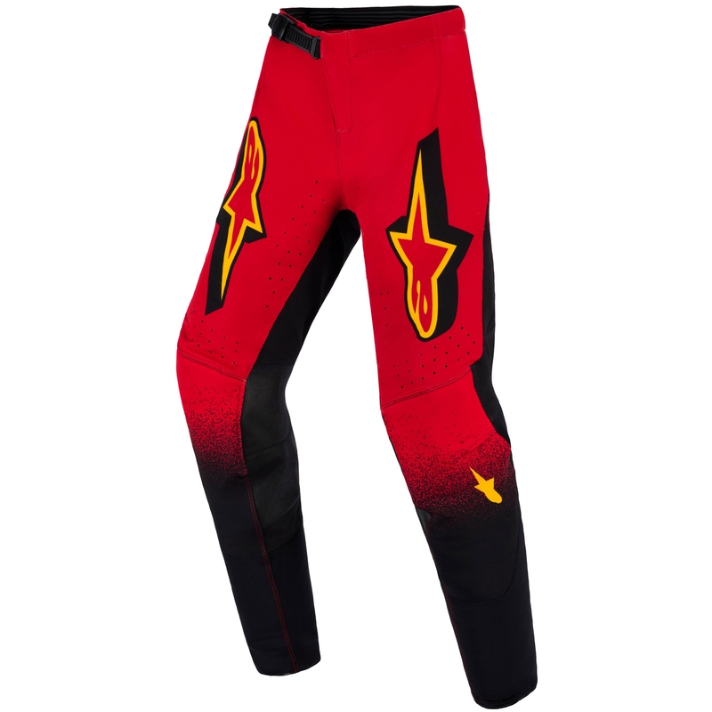 Alpinestars Supertech Scenz raudonos, juodos ir geltonos spalvos vaikiškos motokroso kelnės
