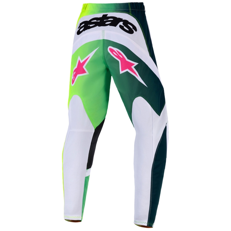 Alpinestars Fluid Portl vaikiškos motokroso kelnės žalios, baltos ir juodos spalvos