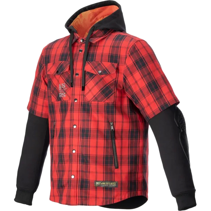Motociklininko marškinėliai Alpinestars MO.ST.EQ Tartan raudonos ir juodos spalvos