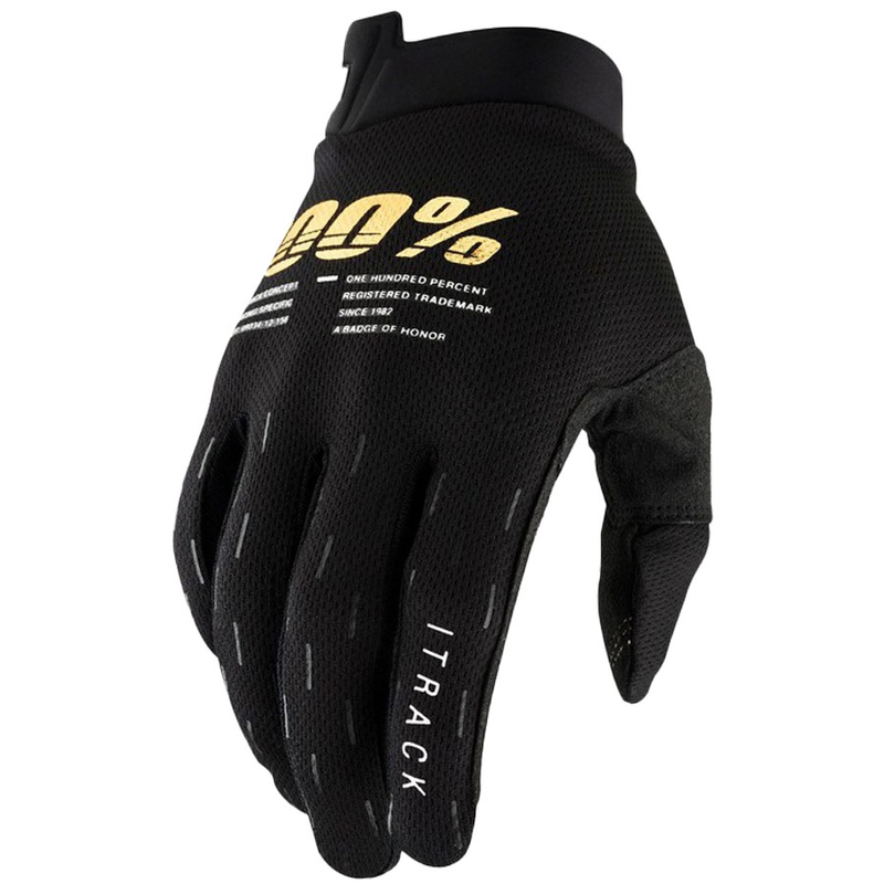 Motokroso pirštinės 100% - JAV ITRACK juoda-auksinė