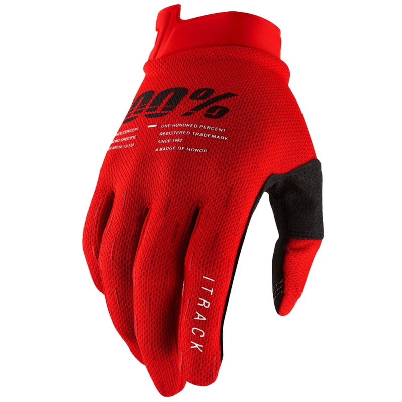 Motokroso pirštinės 100% - JAV ITRACK raudonos spalvos