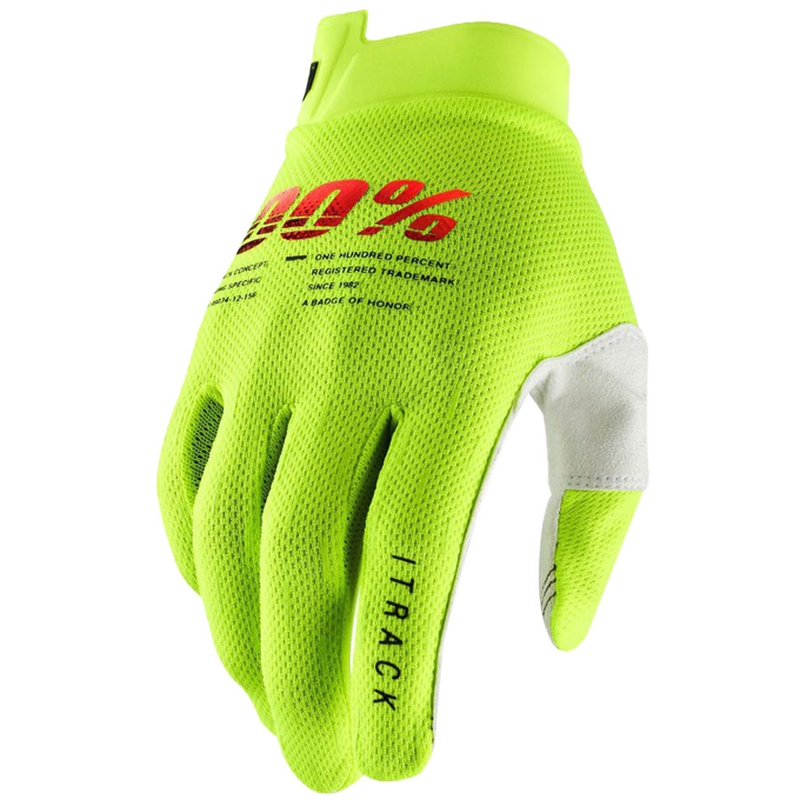 Motokroso pirštinės 100% - JAV ITRACK fluo green