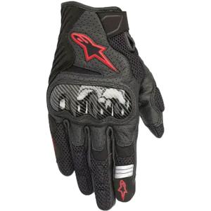 Alpinestars SMX-1 AIR 2 juodai-fluo raudonos motociklininko pirštinės
