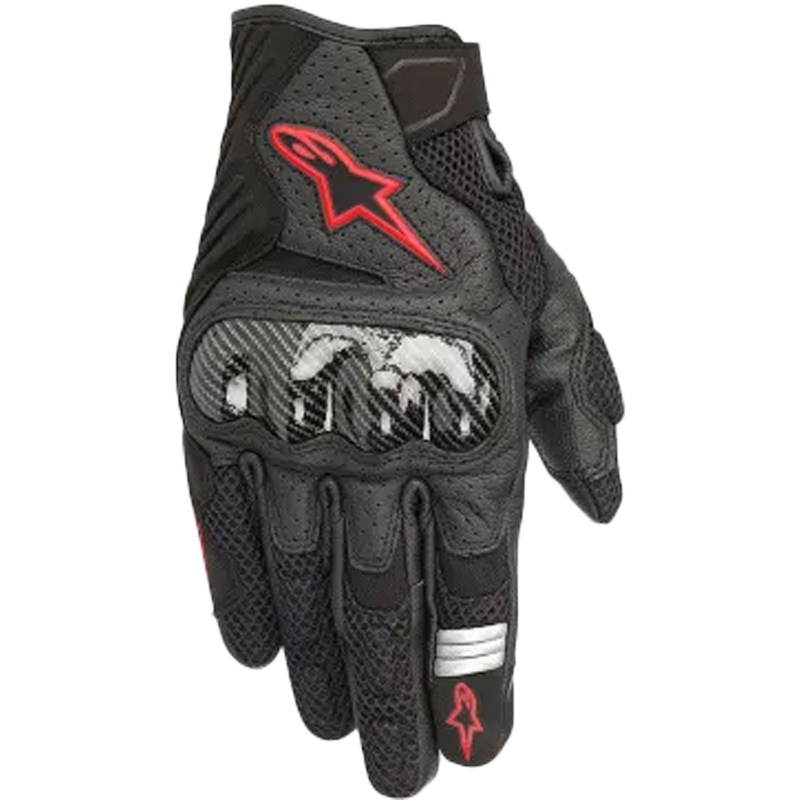Alpinestars SMX-1 AIR 2 juodai-fluo raudonos motociklininko pirštinės