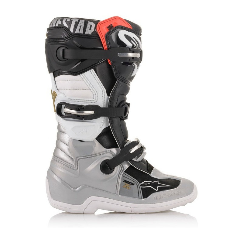 Alpinestars TECH 7 S vaikiški motokroso batai juoda-sidabrinė-balta-auksinė