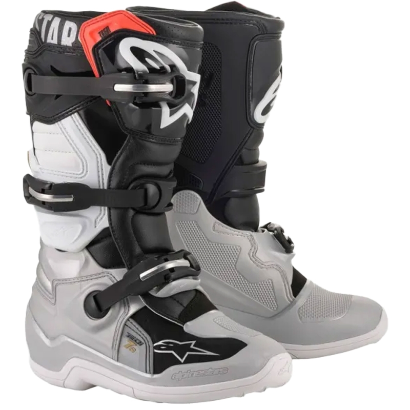 Alpinestars TECH 7 S vaikiški motokroso batai juoda-sidabrinė-balta-auksinė