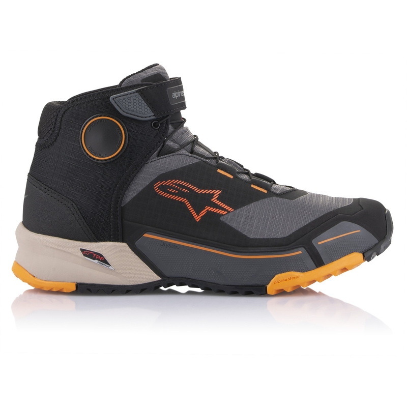 "Alpinestars CR-X Drystar" juodai-rudai-oranžiniai motociklininko batai