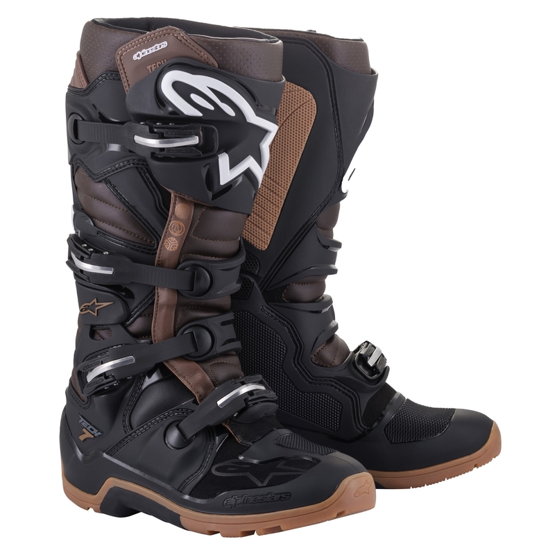 "Alpinestars Tech 7 Enduro" juodai tamsiai rudi motociklininko batai