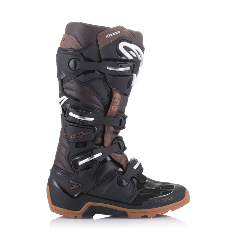 "Alpinestars Tech 7 Enduro" juodai tamsiai rudi motociklininko batai