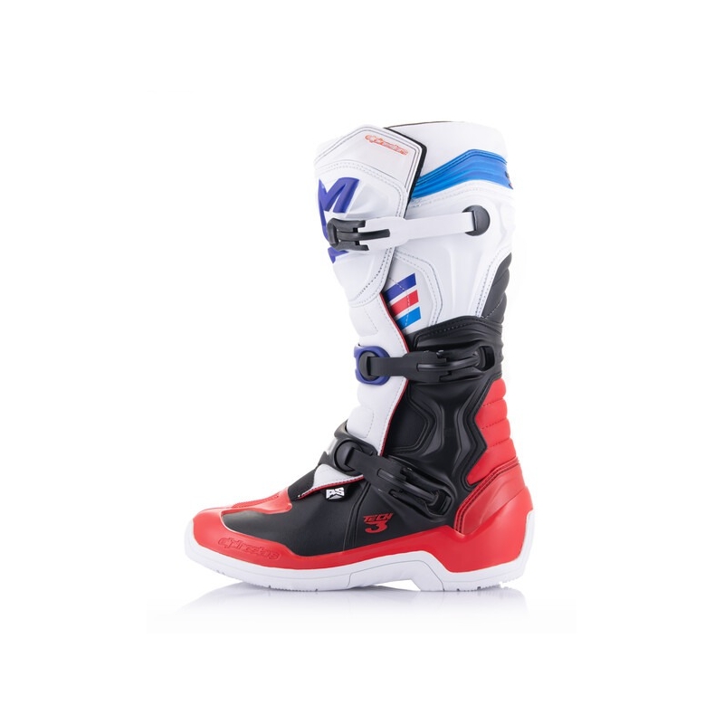 Alpinestars TECH 3 motokroso batai balta-juoda-mėlyna-raudona