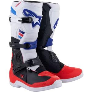 Alpinestars TECH 3 motokroso batai balta-juoda-mėlyna-raudona