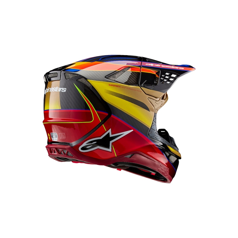 Alpinestars Supertech S-M10 Era auksinis ir raudonas motokroso šalmas