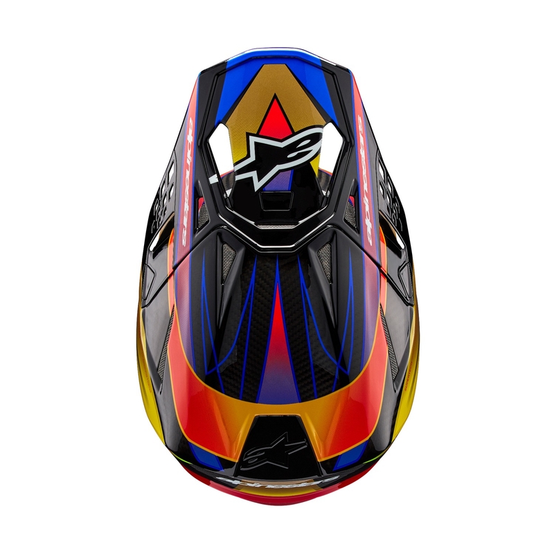 Alpinestars Supertech S-M10 Era auksinis ir raudonas motokroso šalmas