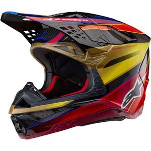 Alpinestars Supertech S-M10 Era auksinis ir raudonas motokroso šalmas
